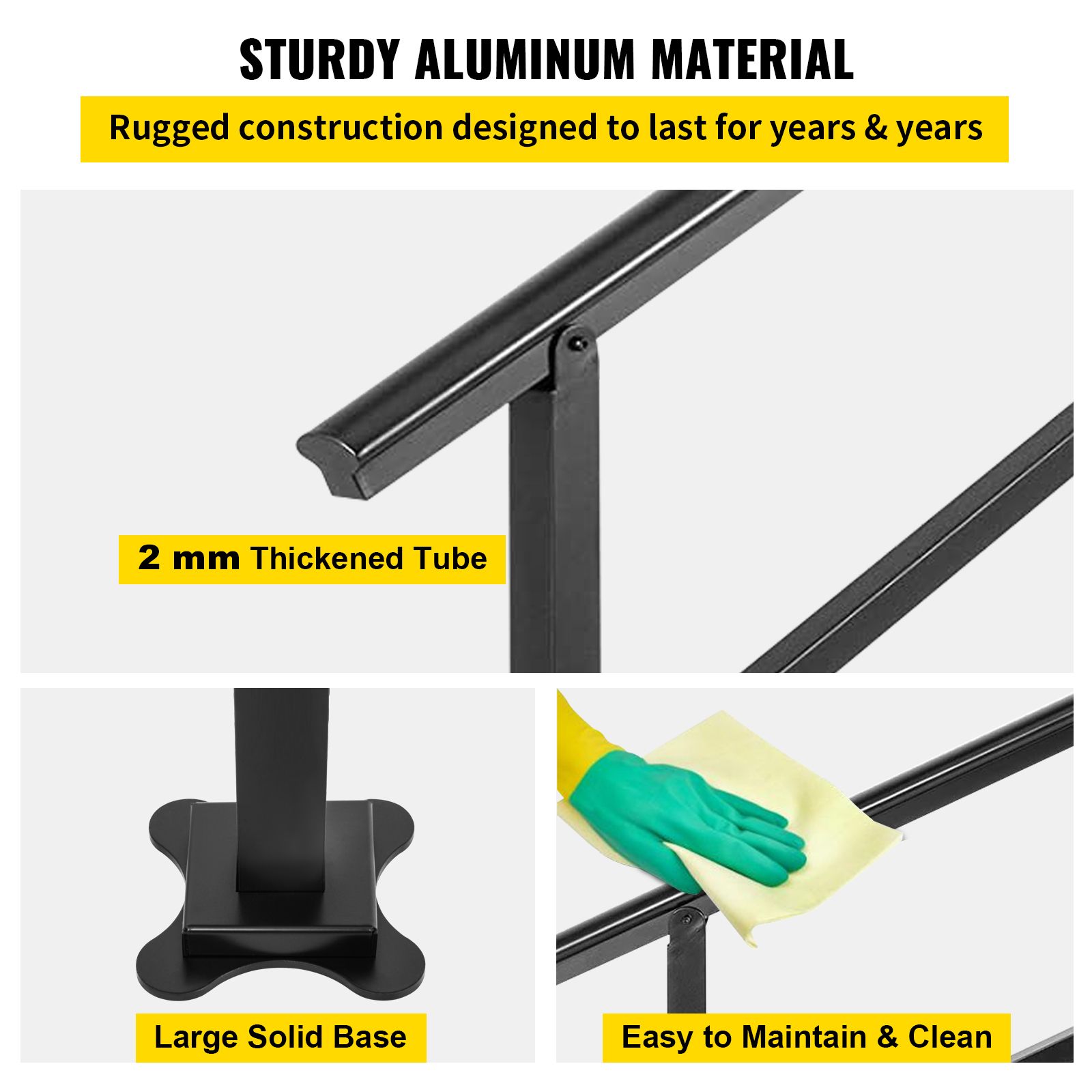 Outdoor Handrail 165LBS Load Handrail Outdoor Stairs Aluminum Stair Handrail 152 x 89.5 cm Outdoor Stair Railing Transitional Range from 0 to 30° Staircase — image 5