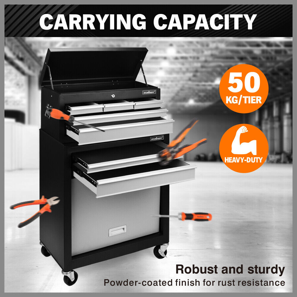 HORUSDY 7 Drawer Tool Box Trolley Cabinet Storage Cart Garage Toolbox Organiser โ image 5