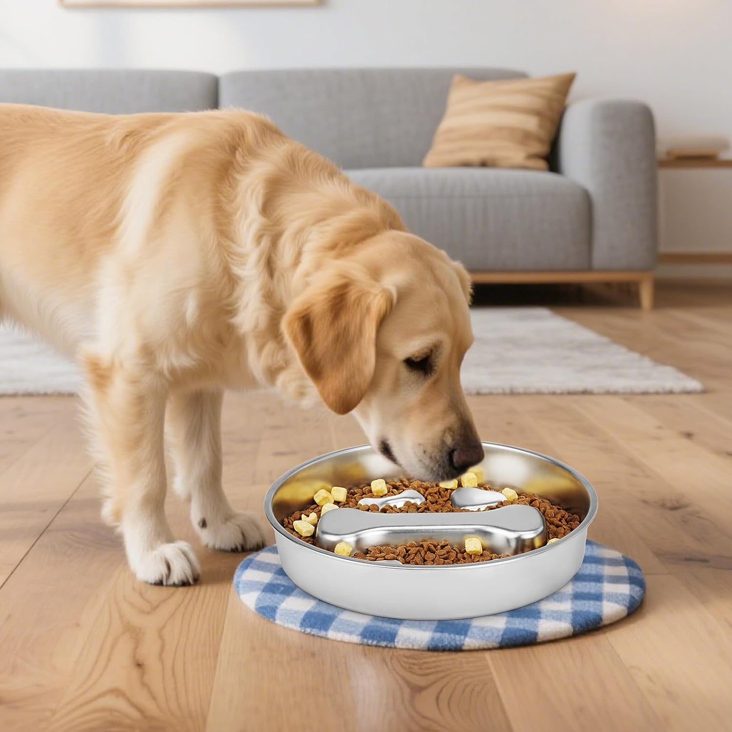 2-in-1 Stainless Steel Dog Slow Feeder & Lick Mat Set of 2 - Dishwasher Safe - Anti-Skid Design for Pet Feeding — image 6