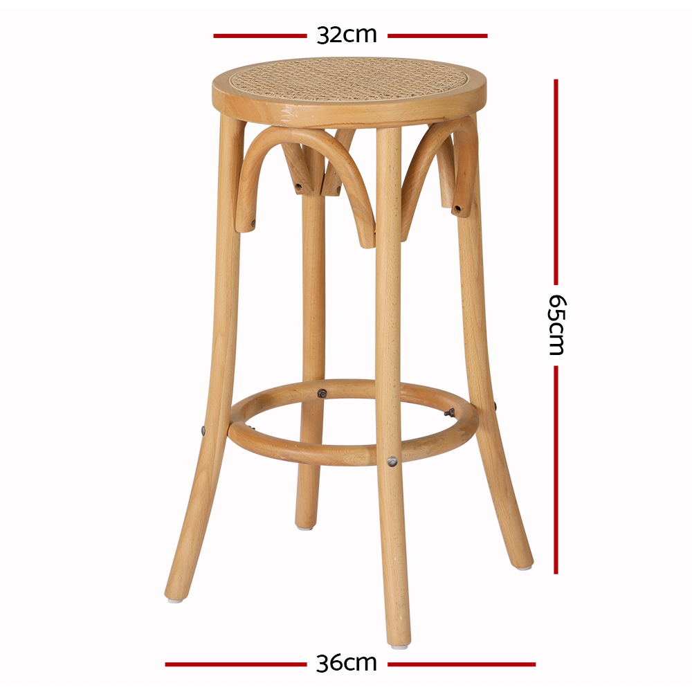 Artiss 2x Bar Stoosl Rattan Seat Wooden โ image 2