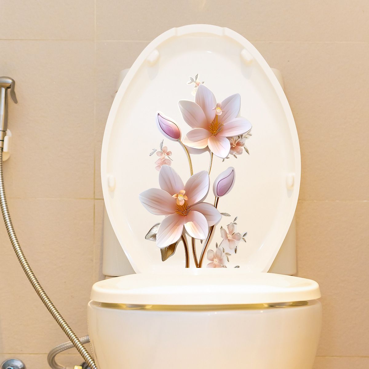 2pc 3D Toilet Sticker, Self-Adhesive Wall Stickers, Bedroom Entryway Living Room Porch Wall Stickers Removable — image 2