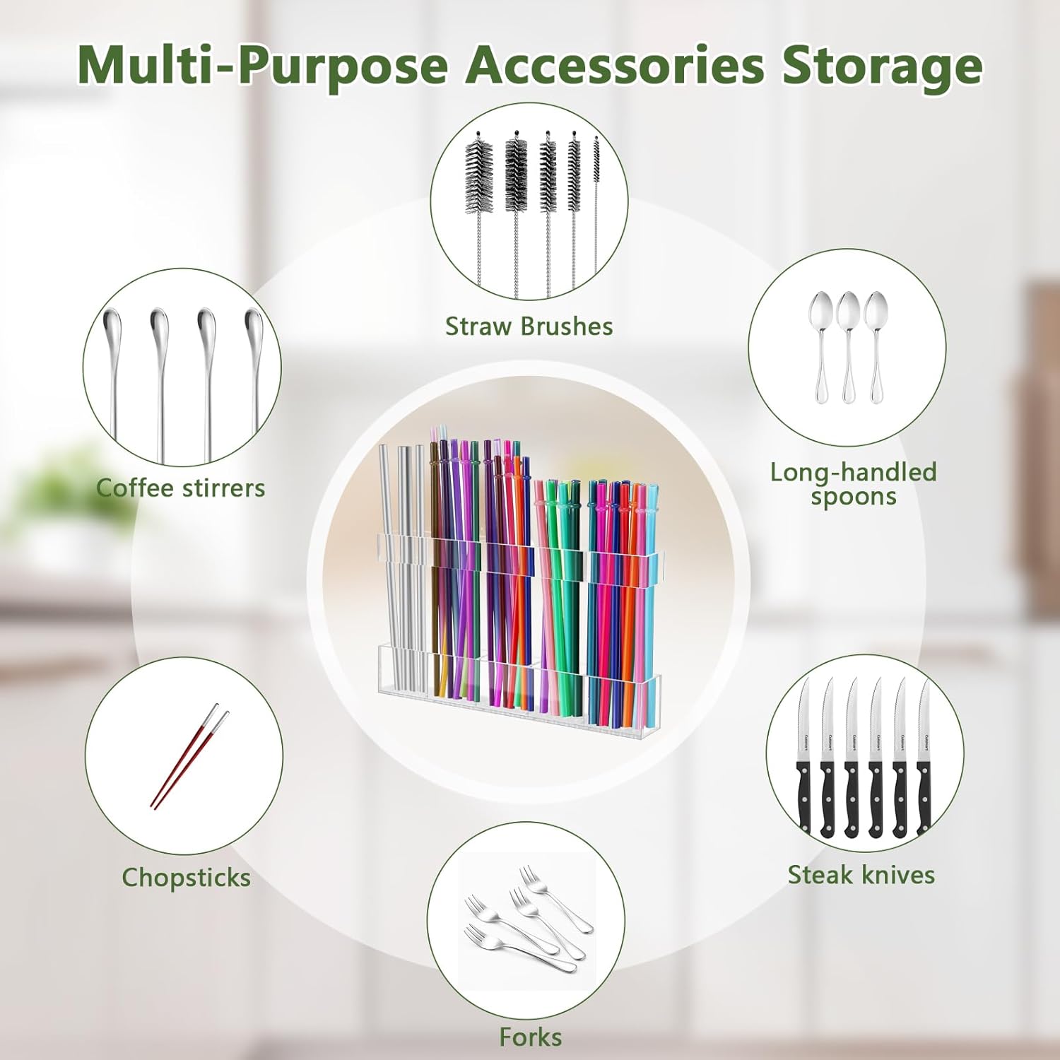 Rietjeshouder - Acrylic - 9.5 inch - Reusable - Cutlery Organizer - Storage Space - Kitchen Organizer - Super Sticky - Wall Organizer for the Cupboard — image 5