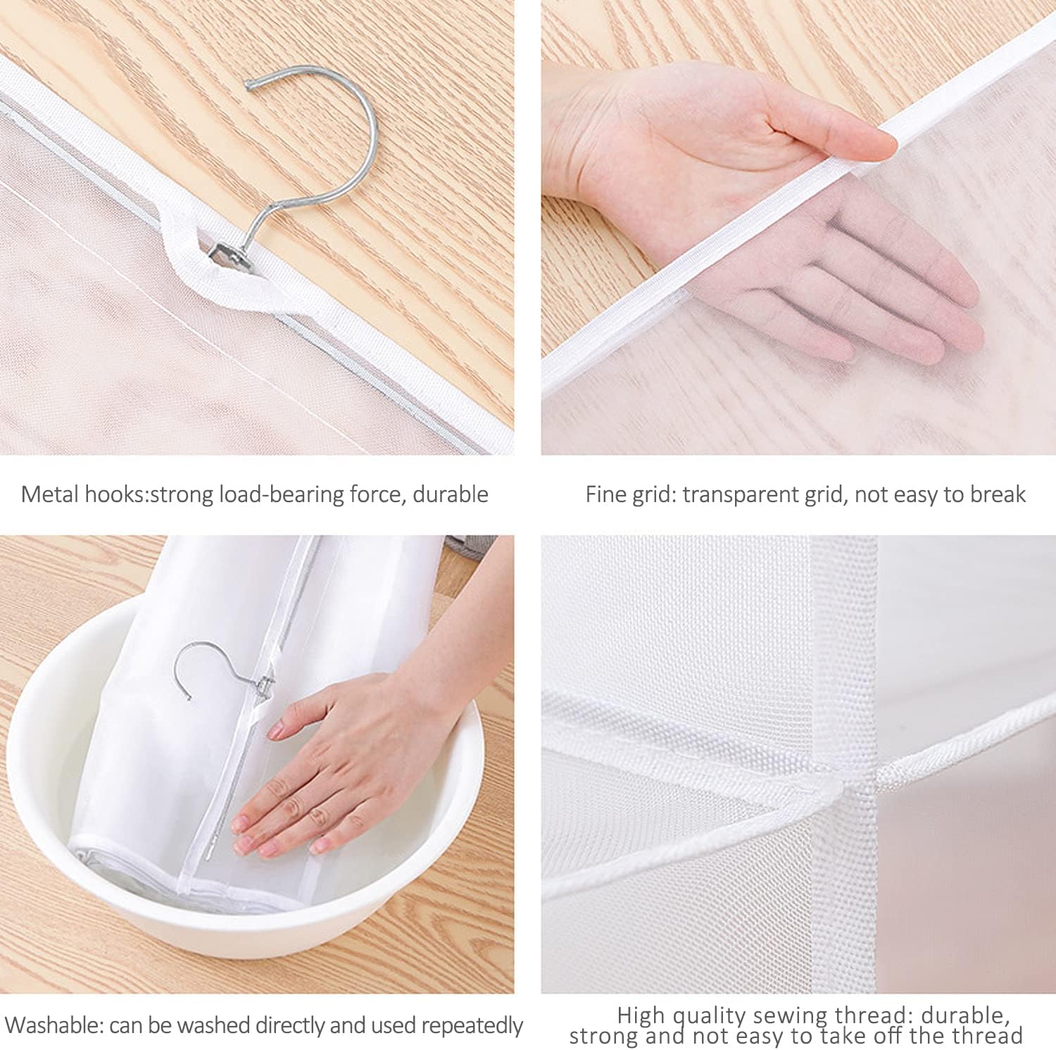 Hanging Handbag Purse Organizer, 2 Pack Transparent Hanging Closet Organizer with 8 Pockets, Washable Dust Proof Nylon Storage Bag for Closet and Wardrobe — image 3