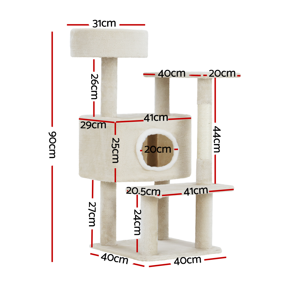 i.Pet Cat Tree 90cm Scratching Post Tower Scratcher Wood Condo House Bed Trees โ image 2