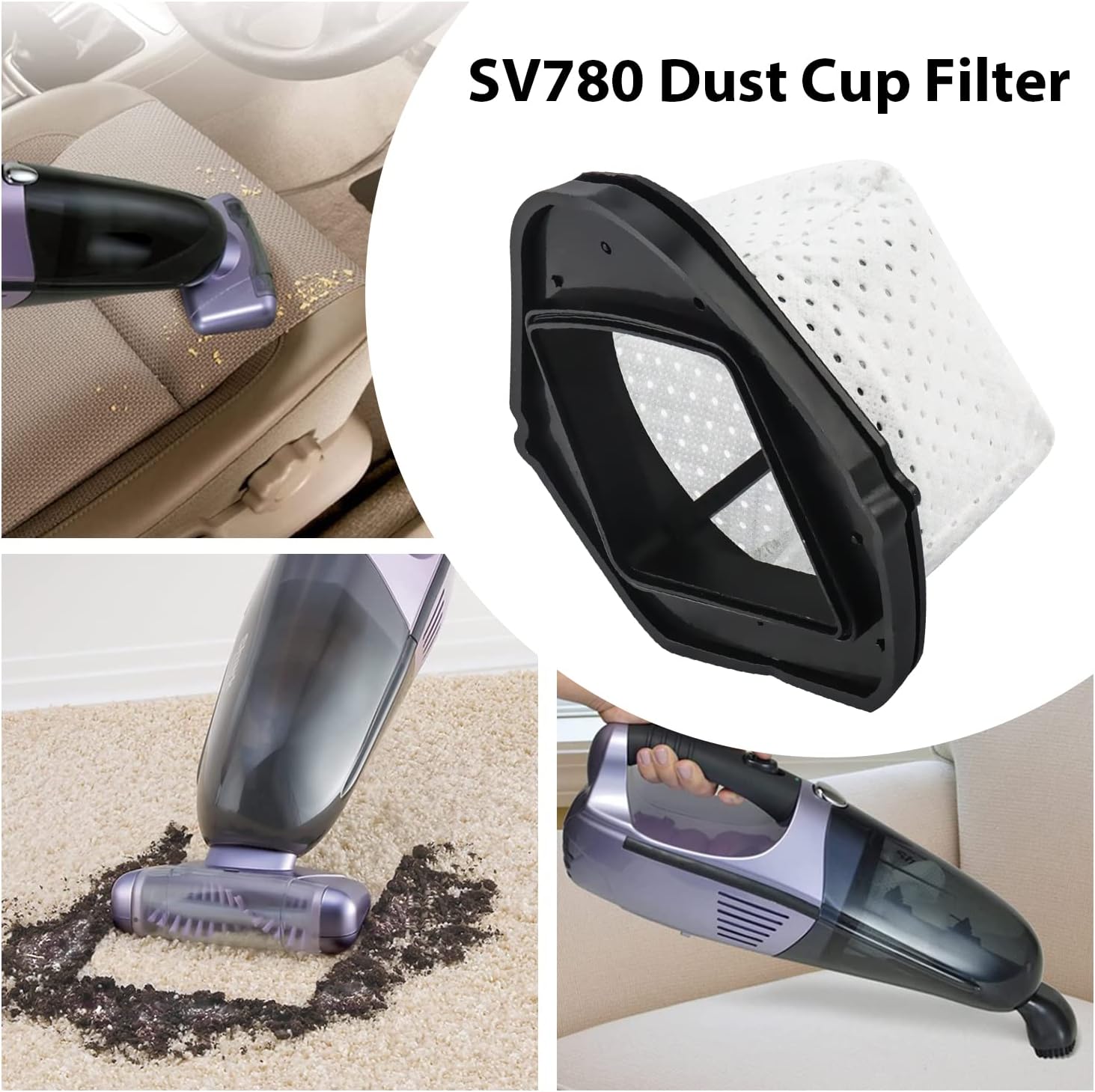 SV780 Dust Cup Filter Replacement Compatible with Shark Cordless Hand Vacuum SV75Z SV728N SV726N Directly Replaces Part # XF769, XSB726N Pack of 6 with 1 Pcs — image 6