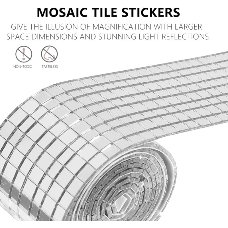 ROll Self Adhesive Glass Mini Square Silver Mirror Mosaic Tiles Sticker Mosaic Tiles Mirror Wall Sticker For Diy Crafts — image 4