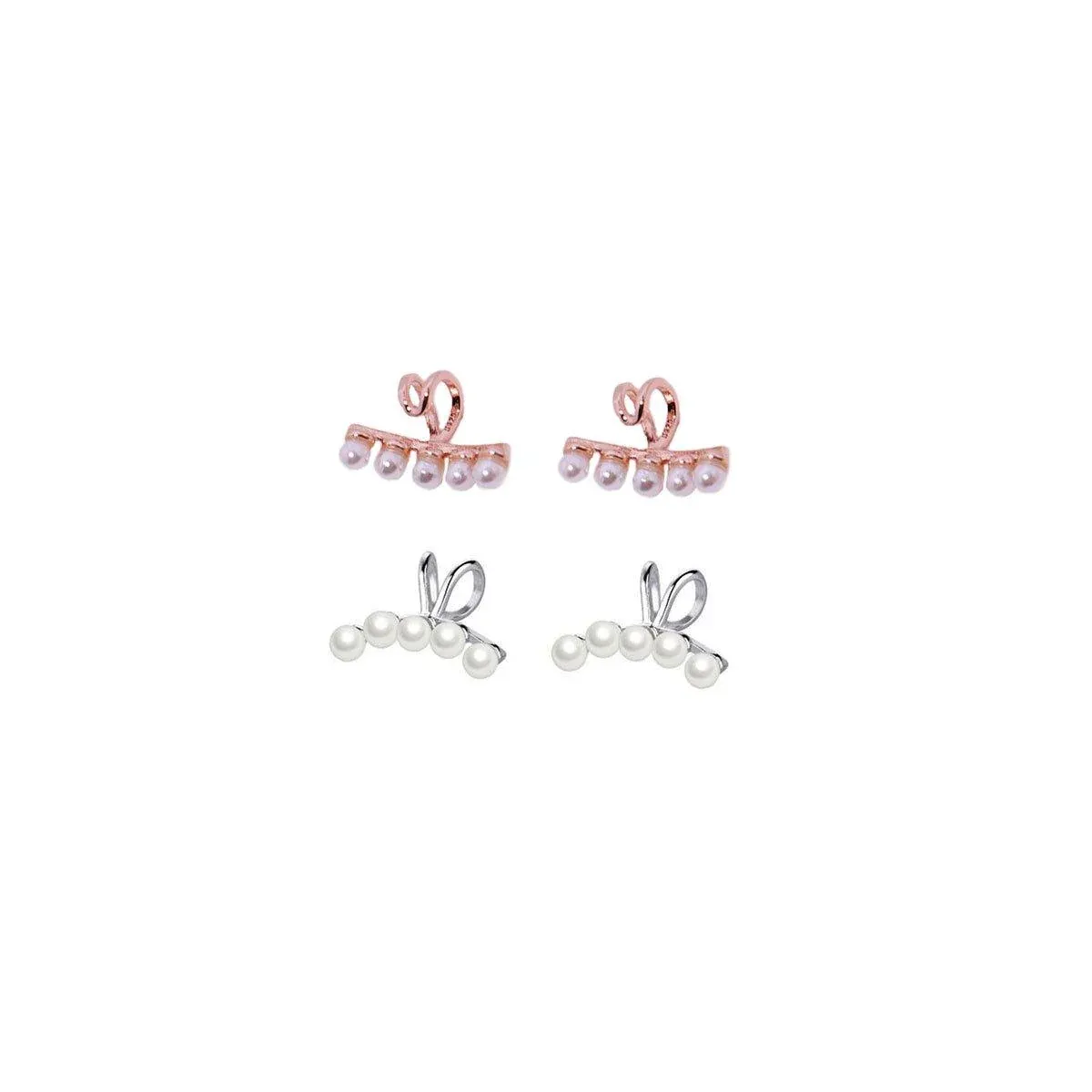 Pearl Ear Bone Clip Earrings No Piercing Needed Elegant Jewelry for Women Girls - Rose Gold — image 3