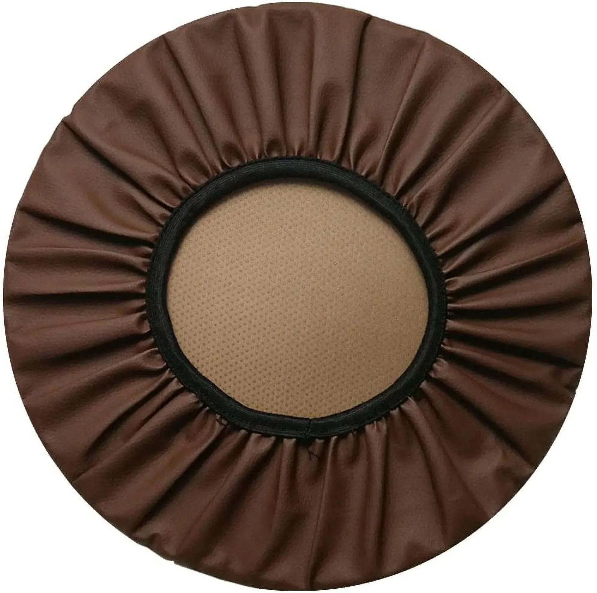 2 Pack Round Bar Stool Covers, Waterproof PU Leather Anti Slip Seat Slipcovers, 16 Inch Brown โ image 2
