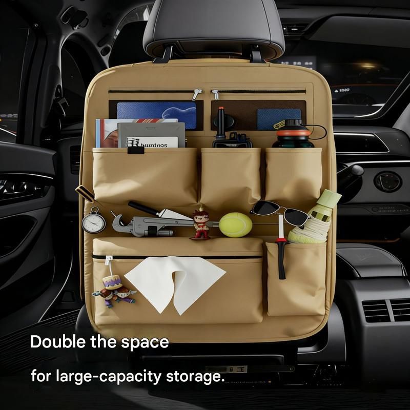 Black Car Seat Back Organizer - 210D Oxford Cloth, Water-Resistant & Multi-Pocket Design - Space-Saving Storage for Cars, Camping & Home Use โ image 4