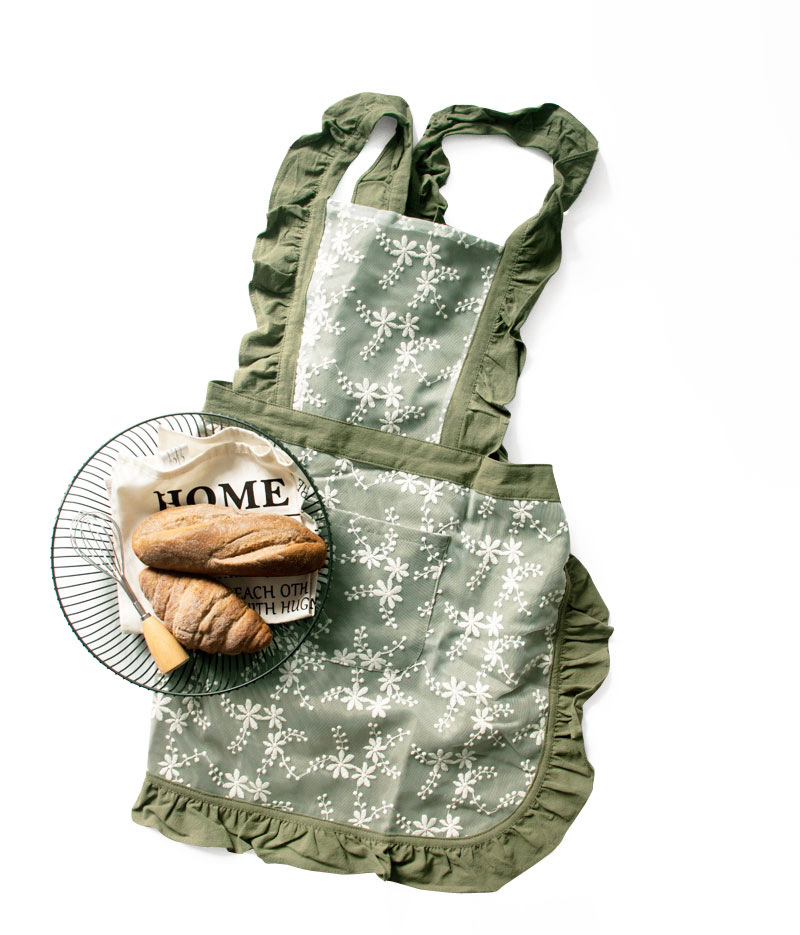 Pink Ruffled Kitchen Apron with Floral Lace - Comfortable Baking & Crafting Apron — image 4