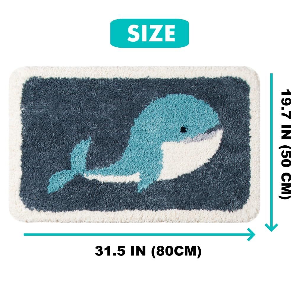 Bathroom Rugs Grey Whale Bath Rug for Bathroom Non-Slip Soft Absorbent Machine-Washable, Shower Bathroom, 20 × 31.4 Inch, Grey — image 2