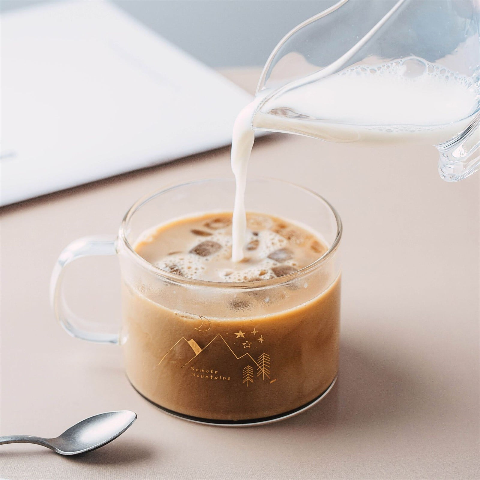 Glass and Bottle, Household Large Capacity Transparent Water Cup Breakfast Cup with Handle Glass 500Ml/16.9 Fl.Oz As shown โ image 5