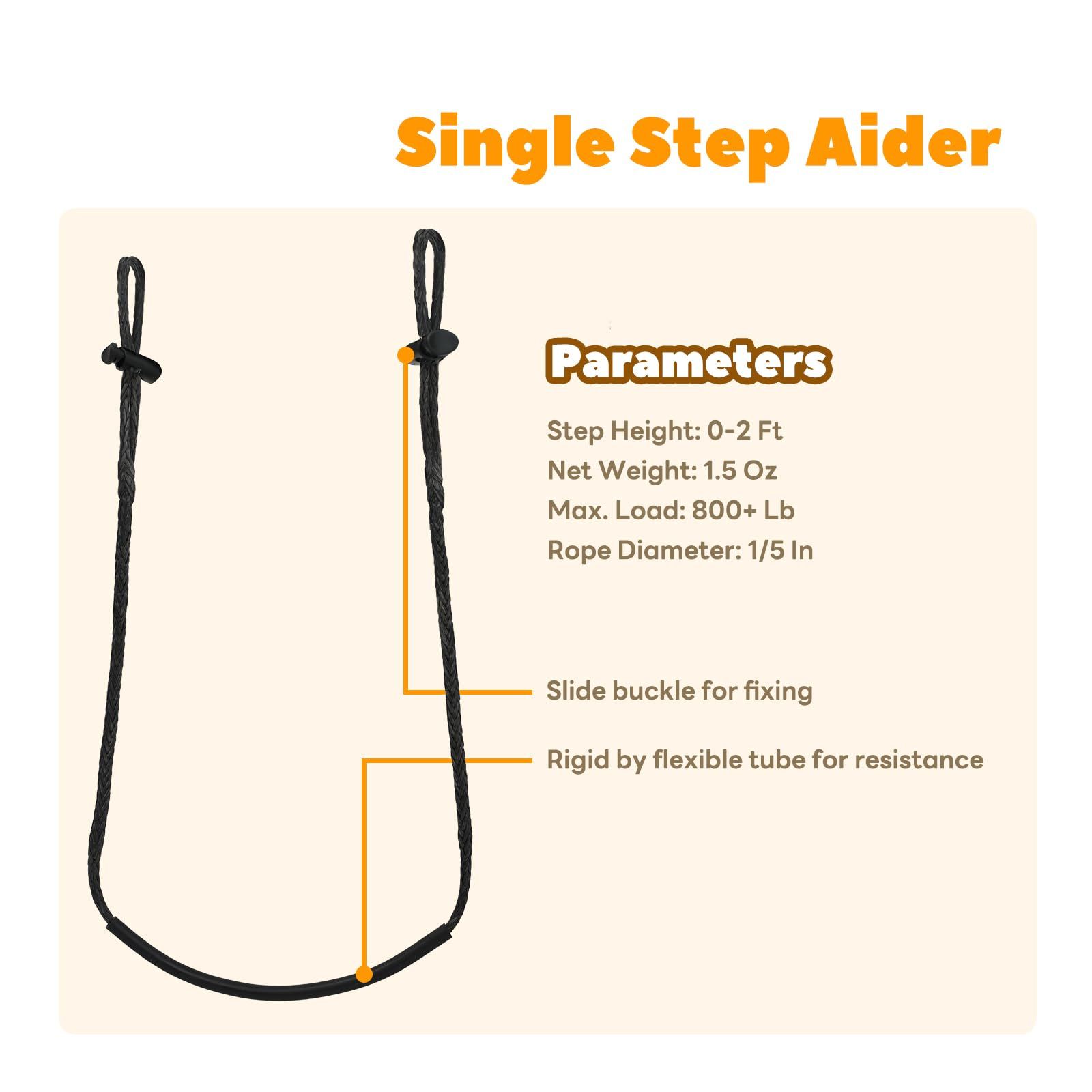 Climbing Stick Aider for Hunting, Daisy Chain Single Step Aider, Hand-Braided Lightweight Rope Ladder Tree Stand Step 3pcs — image 2