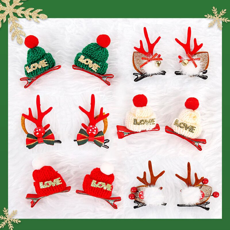 Flower stamens, hairballs and mink fur Festive Christmas Hair Clips for Girls & Women - Fabric & Metal Design โ image 3