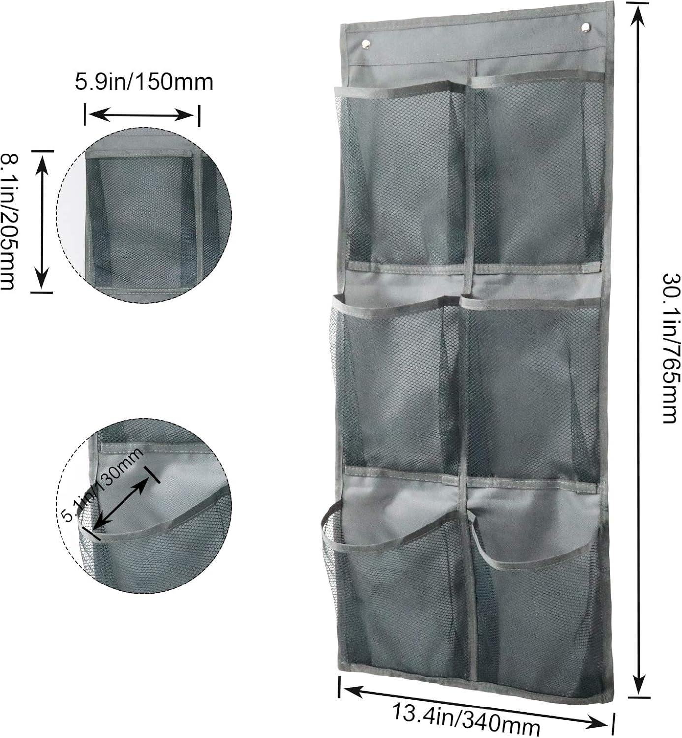 Hanging Shoe Organizer Over Door 2 Pack 6 Large Pockets No Drill Storage Solution Grey — image 2