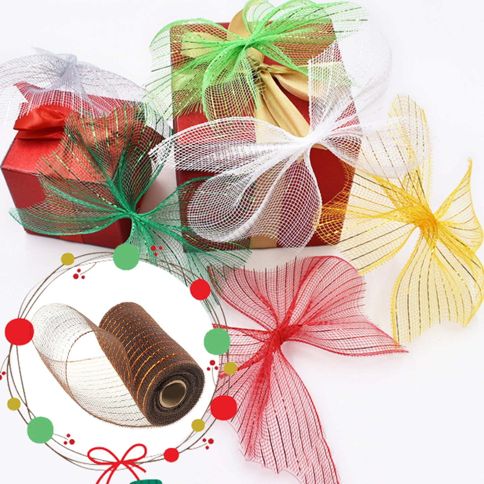 Poly Mesh Ribbon for Wreaths, Decorative Foil Mesh for Swags and Christmas Trees in Light Green, 6 x 338 in β image 5