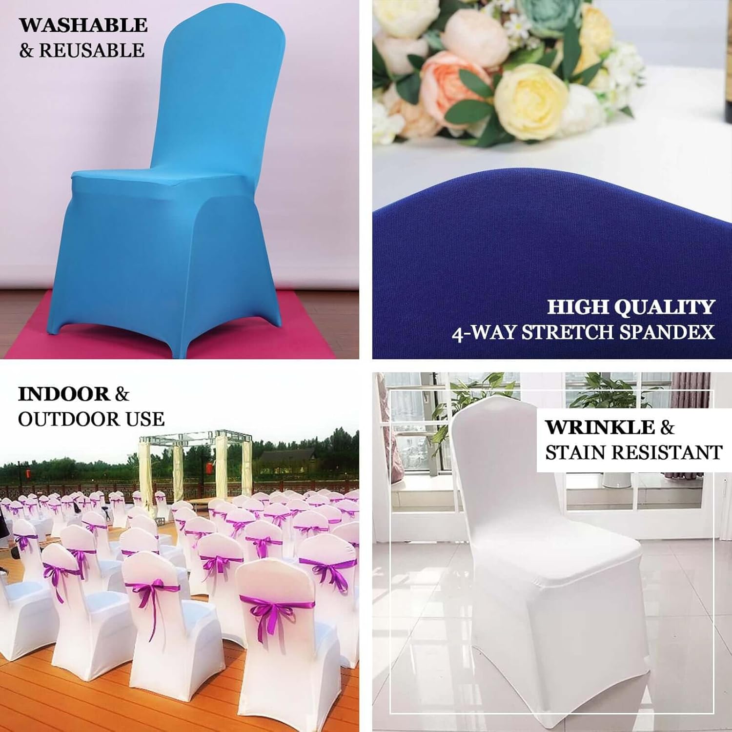 Efavormart 10 PCS Spandex Stretch Gold Chair Covers Universal Banquet Chair Covers for Party Dining with Foot Pockets Washable Wedding Chair Slip Covers for — image 4