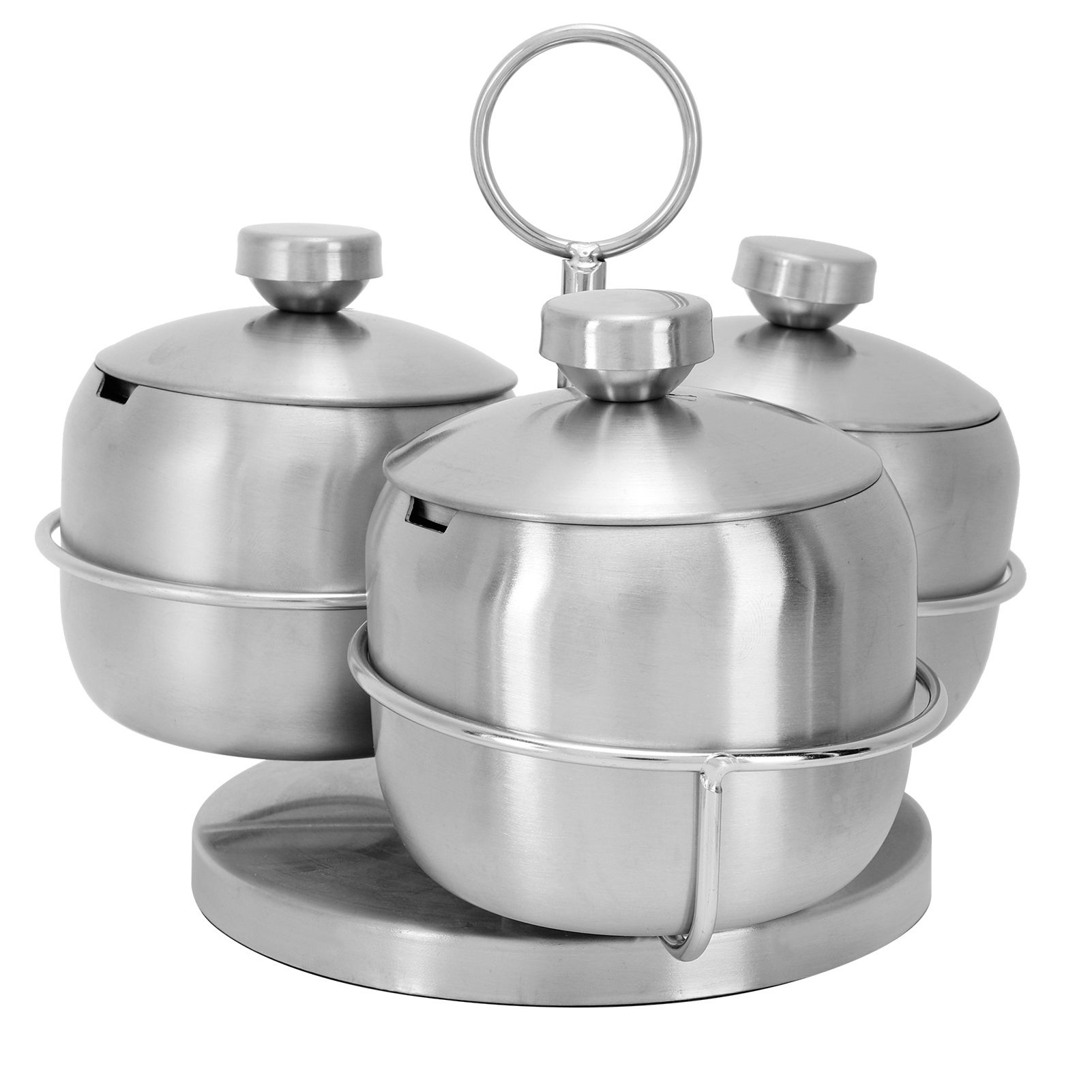 Seasoning Pot Set Innovative Rotating Condiment Spice Salt Sugar Jar Container with Lid Spoon — image 2