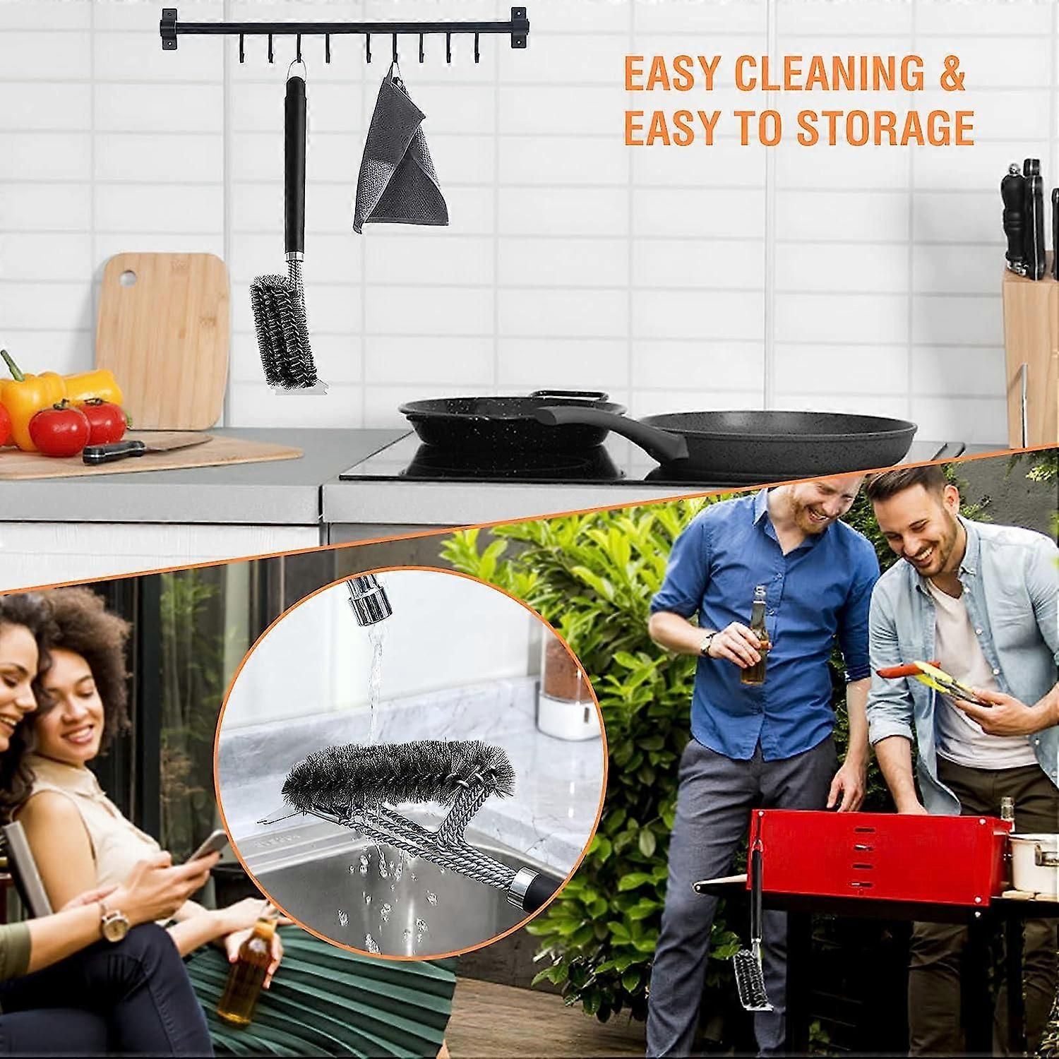 2-Pack Stainless Steel Grill Brush with Scraper Compatible with Weber — image 5