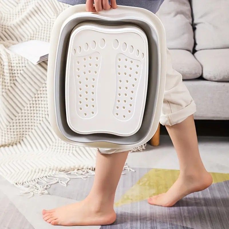 Foldable Foot Soak Tub: TPE Collapsible Deep Tub with Lid for Heat Retention, Foot Massage, Essential for Home Wellness and Relaxation.GREEN — image 4