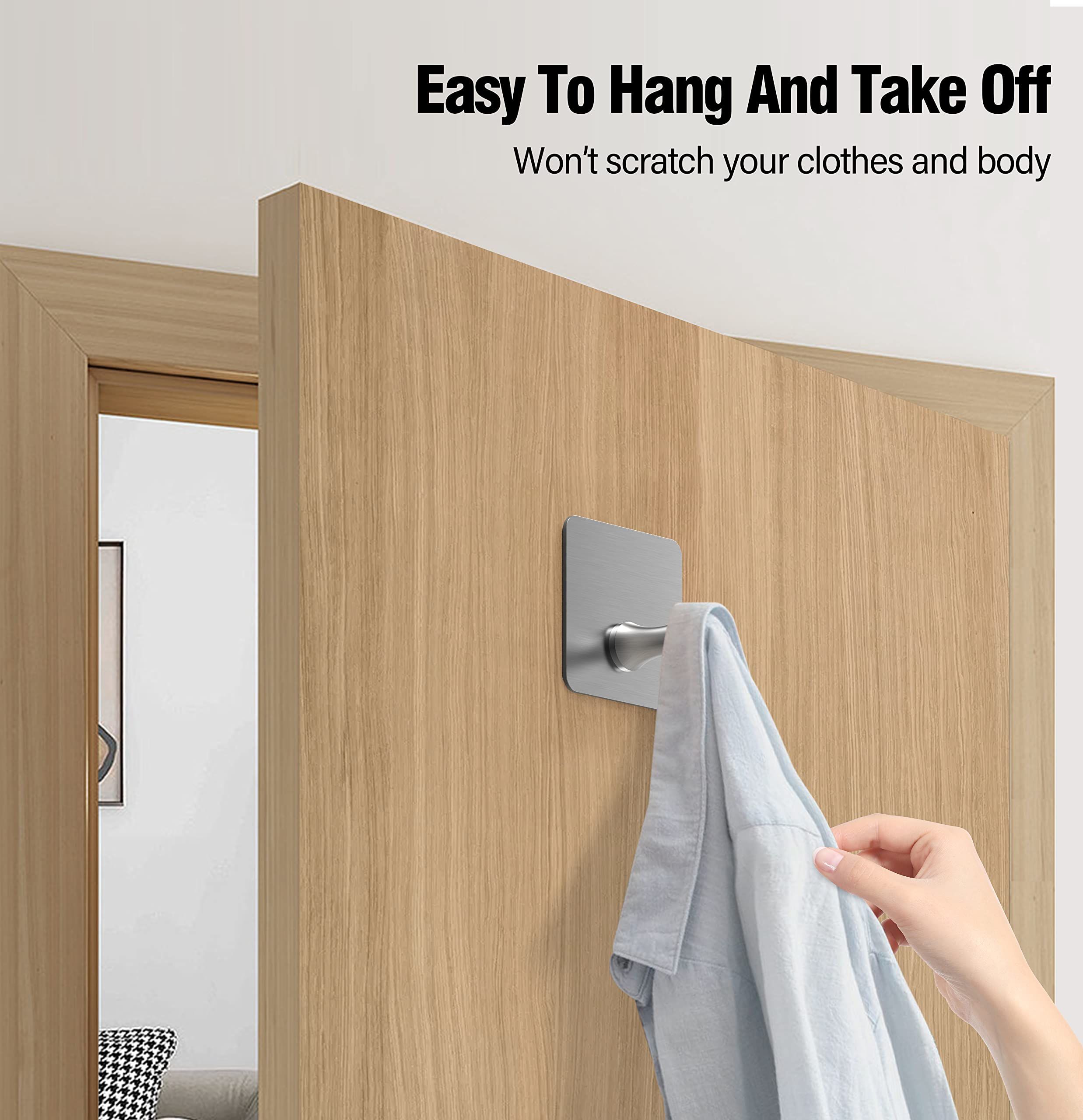 Self Adhesive Towel Hooks, Without Nails Sticky Hooks Waterproof Adhesive Hooks Heavy Duty, Robe Towel Hooks Coat Door Hooks โ image 5