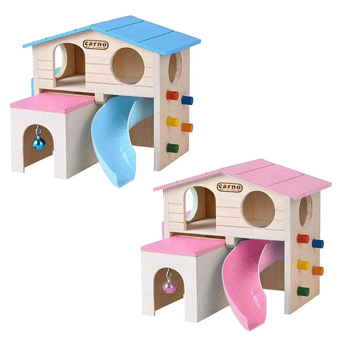 Wooden Luxury Hamster Villa Escape House Fun Nest Pet Home for Small Animals - Pink โ image 3