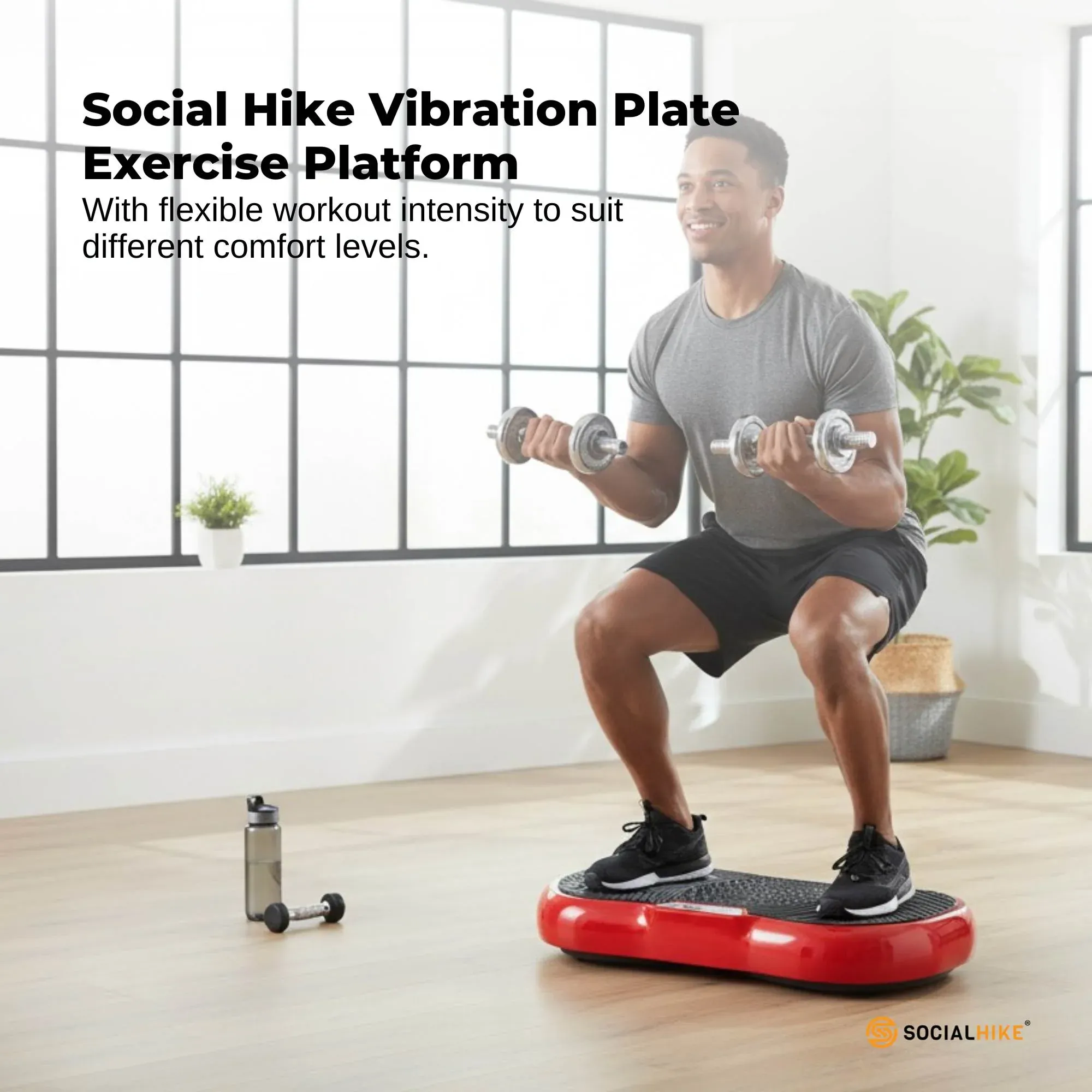 Social Hike 68cm Vibration Plate Machine Full Body Workout Platform Red — image 2