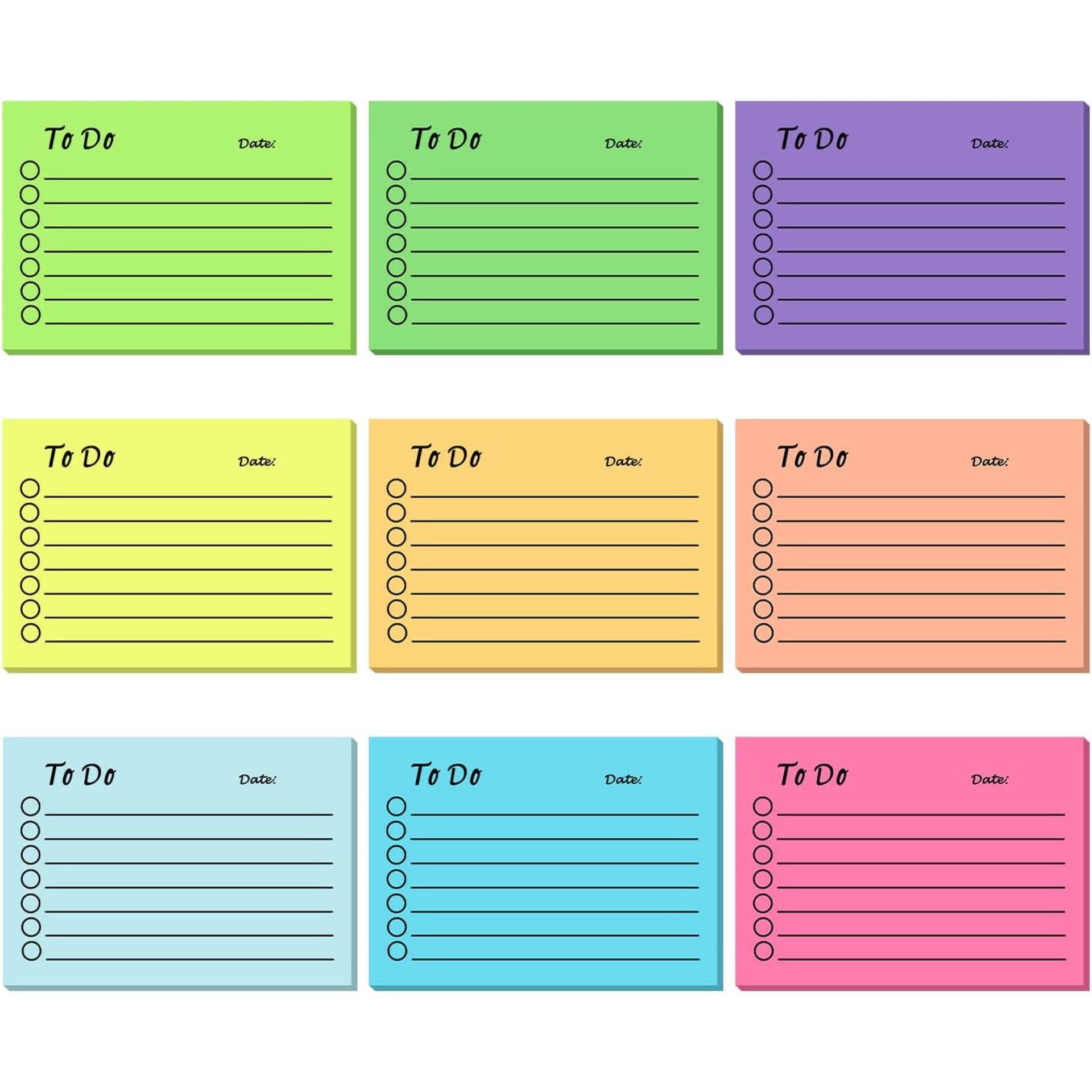 to Do List Sticky Notes Lined Planner Sticky Notes Assorted Colors Self Stick Note Pads Back to School to Do List (9 Pieces)
