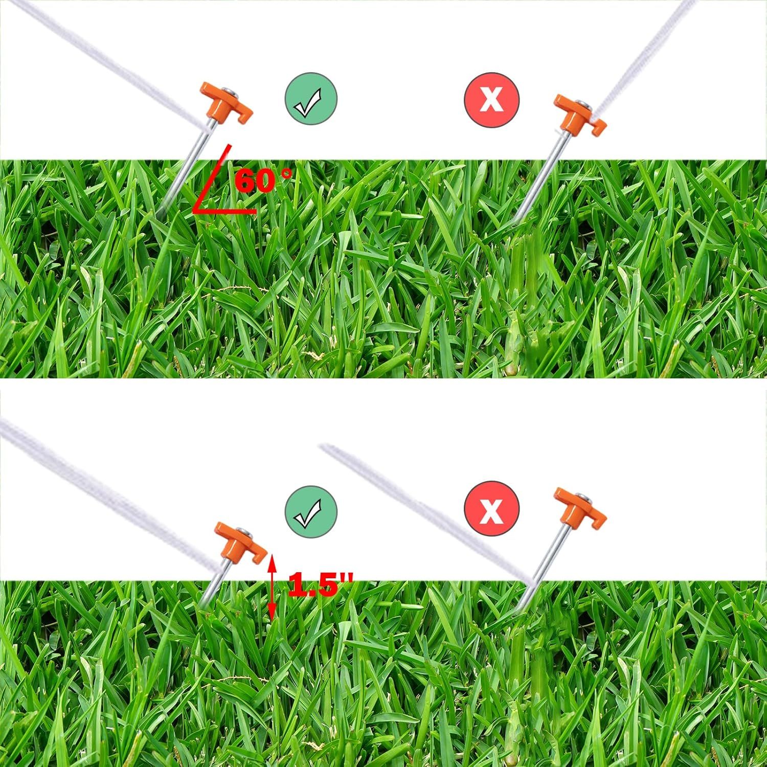 20 Pack Tent Stakes Heavy Duty, 9.75 Inch Yard Stakes Non-Rust Metal Tent Pegs Ground Stakes Tent Spikes for Camping Patio, Garden, Canopies, Grassland โ image 4