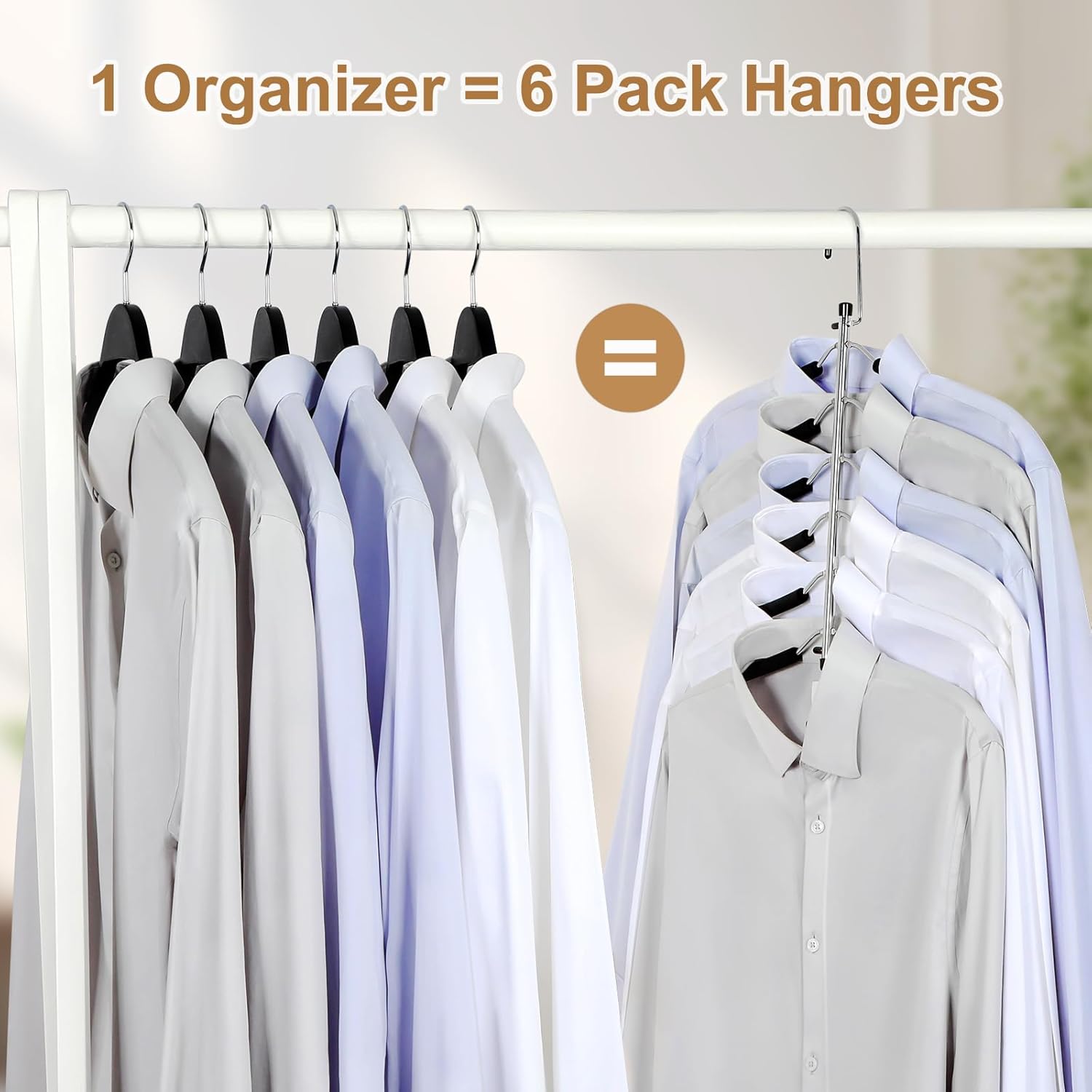 TOPIA HANGER Clothes Hanger Space Saving, 6 Tier Shirt Coat Hangers Space Saving No Bump Shoulder Hangers with No Slip Foam Padded Hangers Closet Organizers — image 4