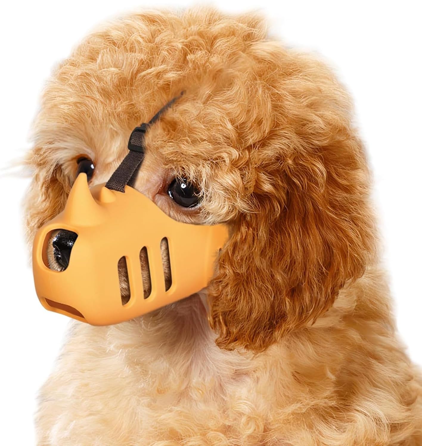 Silicone Dog Muzzle, Soft Muzzle for Small Medium Dogs, Breathable Silicone Cage Mouth Cover for Poodle Dachshund to Prevent Biting and Chewing Adjustable Head