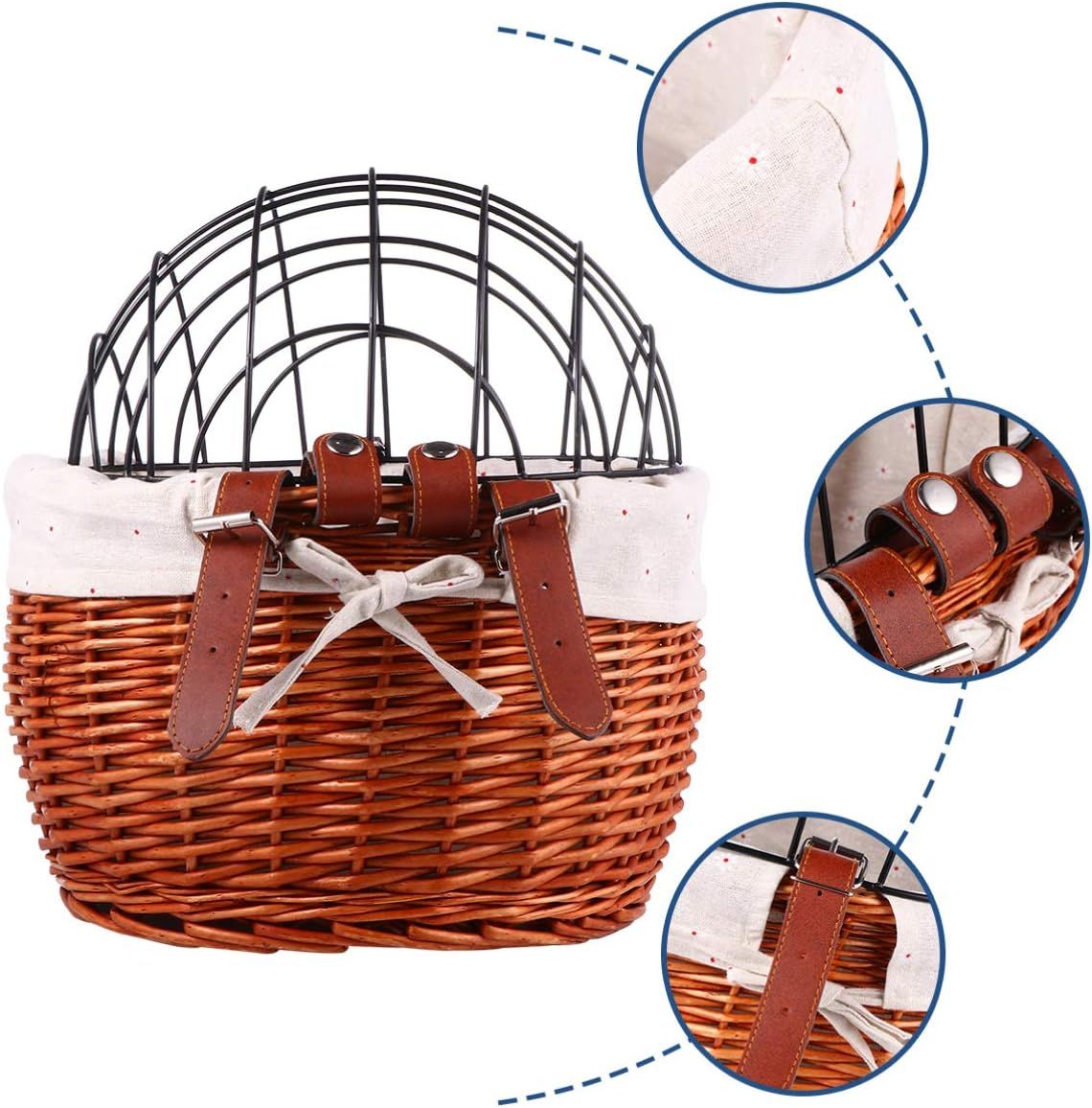 Cat Bike Baskets Bicycle Basket Woven Bike Pets Holder Pet Bike Front Carrier Bike Pet Carrier Basket Dog Car Woven Storage