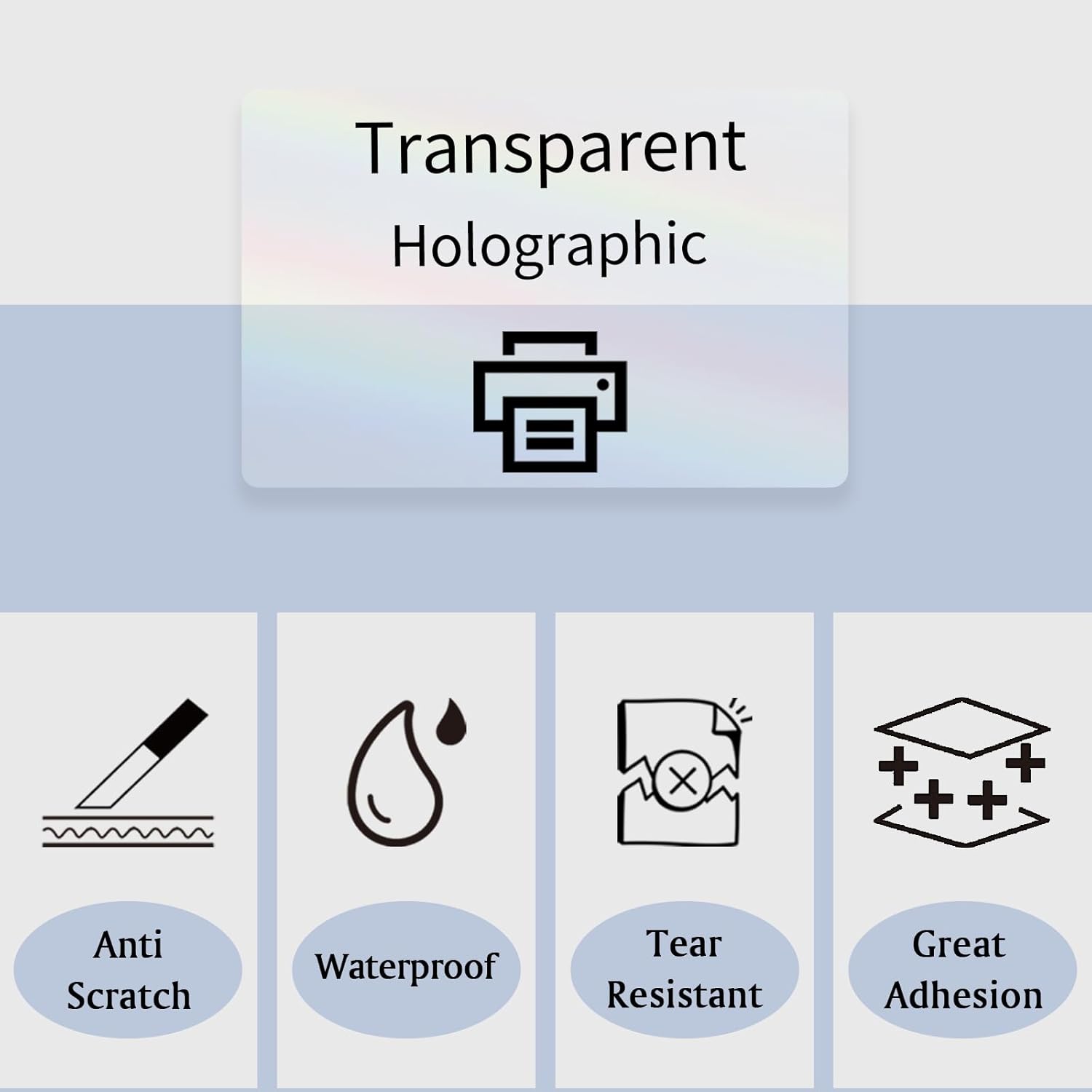 STARLIBOO Transparent Stickers Labels -1" x 2-5/8" Clear Address Labels Mailing Stickers for Laser/Inkjet Printer 8.5"×11"- 20 Sheet (Clear Holographic) — image 4