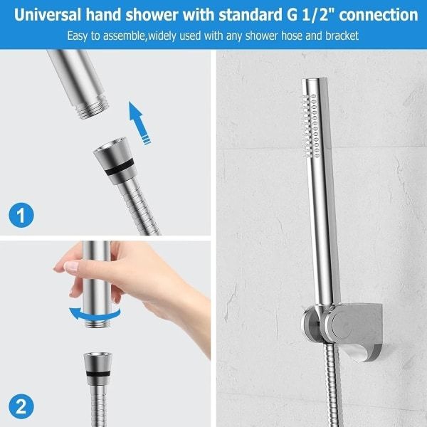 Water-Saving 1-Spray Hand Shower Head, 48 Nozzle Design, High Pressure Brass, G1/2 Thread, water-saving flow, pressure-boosted flow — image 2