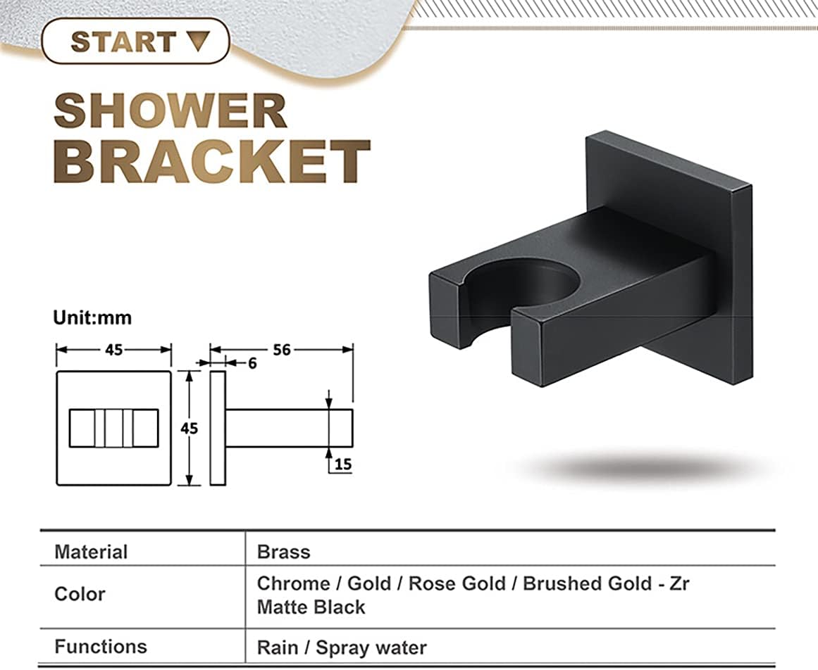 Wall Mounted Bracket for Handheld Shower Head Multicolor Adjustable Holder Design To Meet Any Space Bathroom Showering Spraying Angle Chrome,Brushed gold — image 2
