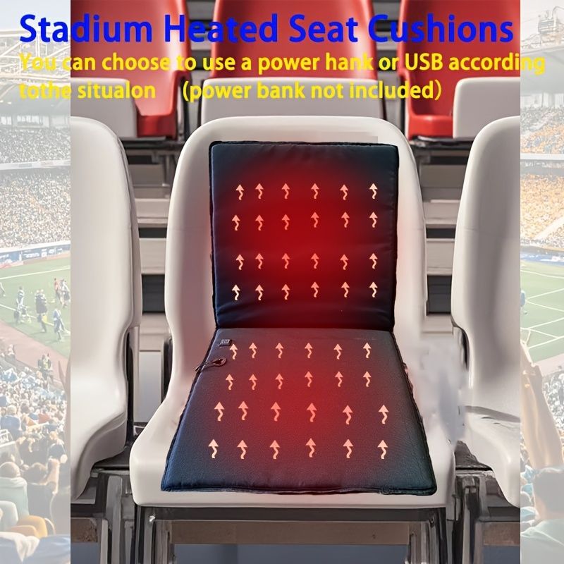 Portable Heated Seat Cushion Foldable Heating Pad 3-Mode Adjustable USB-Powered - Black - Size 45cm — image 6