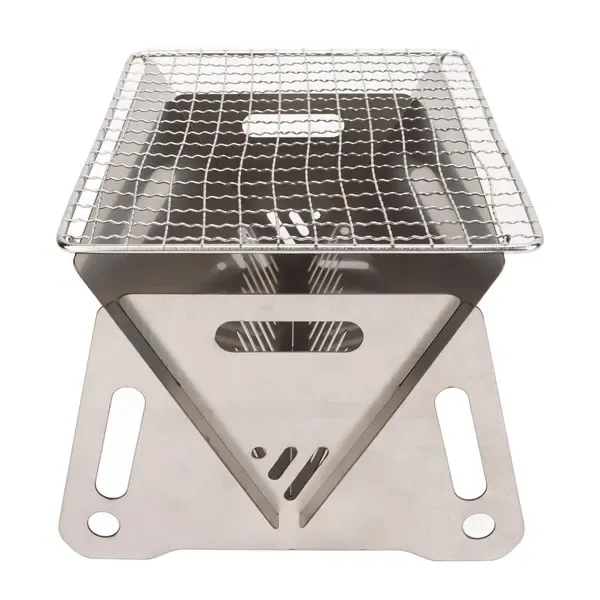 1 Piece Foldable Charcoal BBQ Grill, Heat-Resistant Stainless Steel Camping Grill with Ventilation Holes, Silver, 20 x 15 cm โ image 4