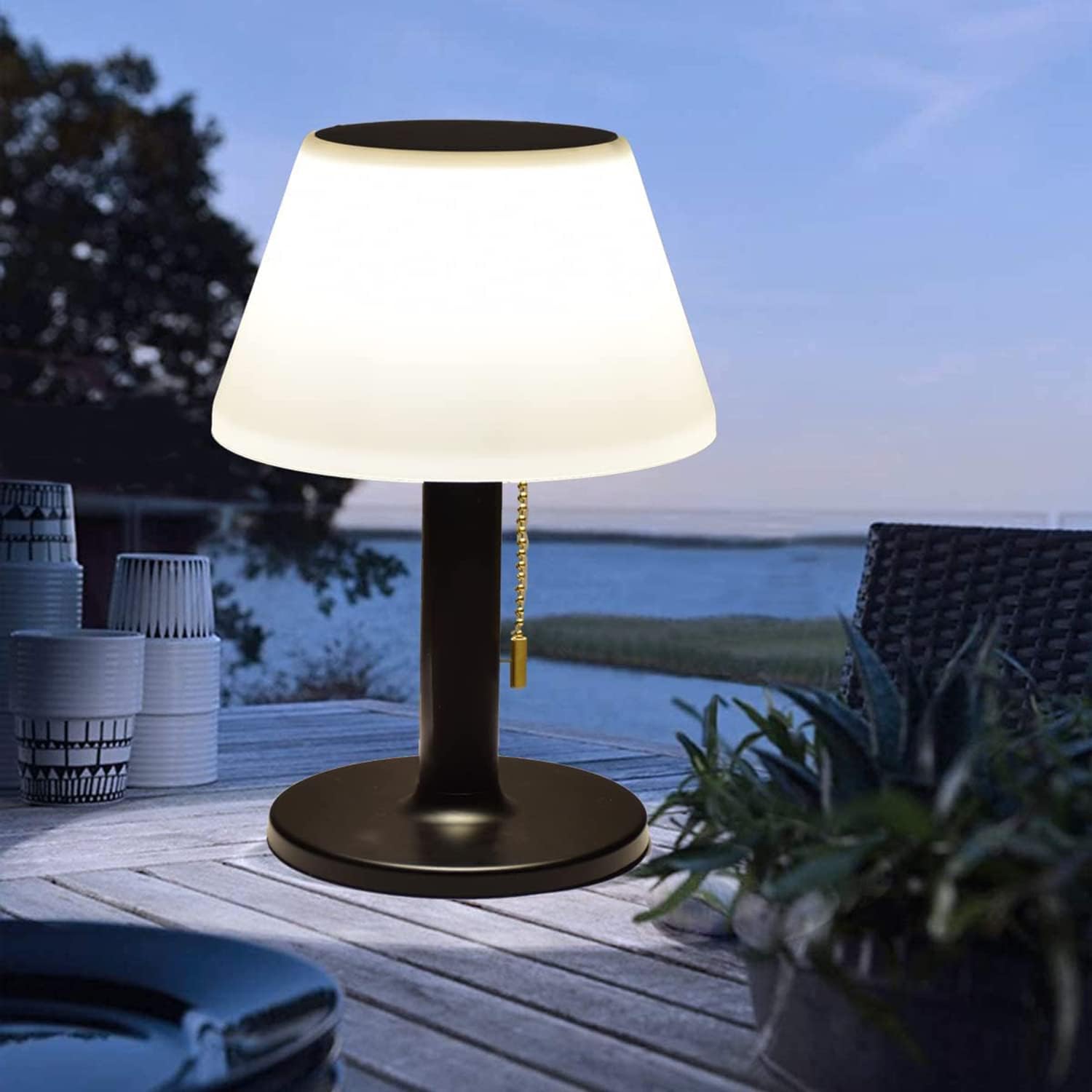 Solar Table Lamp for Outdoor & Indoor - 3 Light Modes, Eye-Friendly, Cordless & Waterproof Solar LED Desk Lamp with Pull Cord for Outdoor, Patio, Garden — image 2