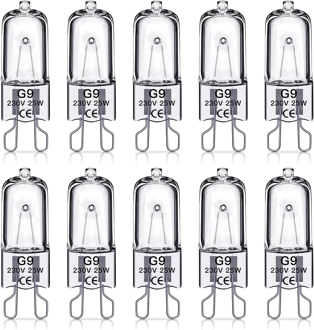 G9 halogen bulbs 25W, 230V, 10-pack 25W