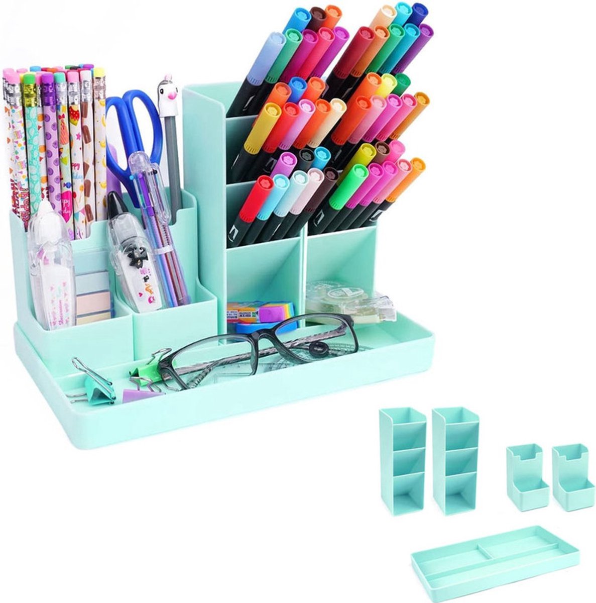 Pen Tray - 13 Compartments - Pen Holder - Desk Organizer - Pen Trays - Desk Organizer - Pen Case - Plastic - Removable - Storage System - Letter Tray - Desk