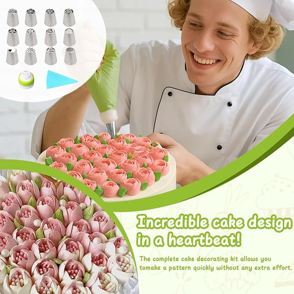 Russian Piping Tips Cake Decorating Set - 14 or 32 PCS Stainless Steel Nozzles - 14PCS — image 6