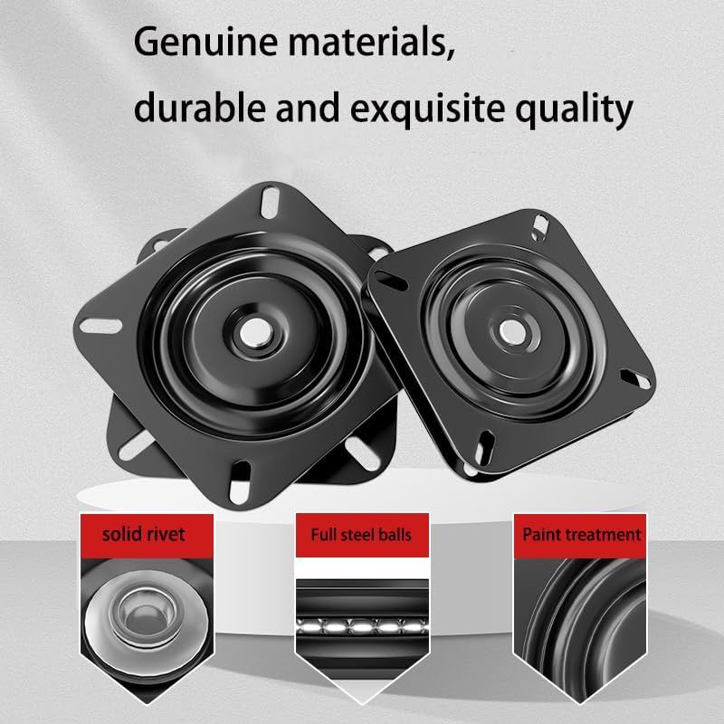2 Pack 360 Degree Boat Seat Swivel Bases, Heavy Duty Flat Marine Pedestal Mount Replacements for Fishing Boats and Pontoons, Black, 15.2 cm — image 3