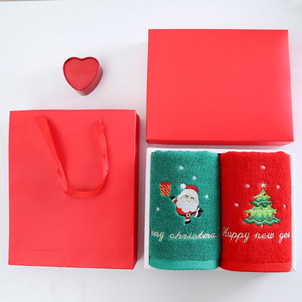 2Pcs Christmas Face Towel Xmas Red Santa Claus New Year Gift Washing Towel Hand Face Cloth Towel for Home Bathroom โ image 5
