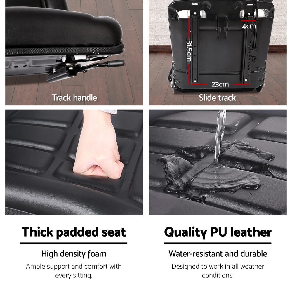 Giantz Tractor Seat Forklift Excavator Universal Backrest Truck PU Chair — image 5