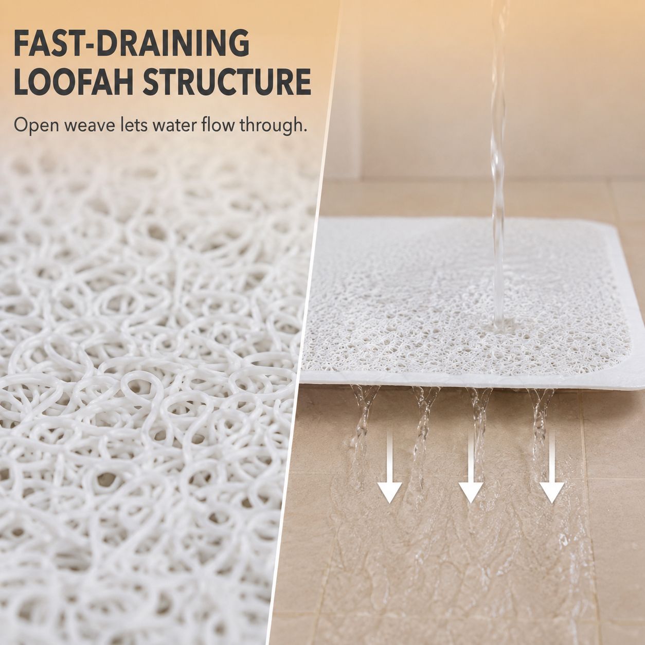 2 Pack Non-Slip Loofah Shower Mats 75x44cm Bathroom Bath Mat Machine Washable with Suction Caps Quick Drain — image 3