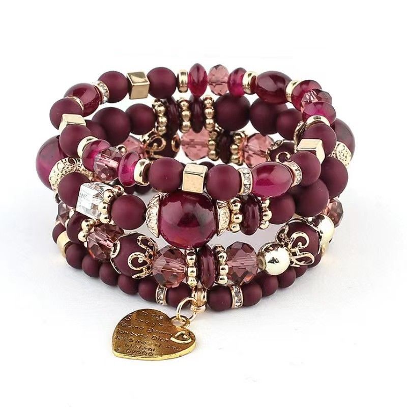 2 pcs Bohemia Bracelets for Women Girls Vintage Stackable Beads Bracelets Charm Stretch Beach Jewelry