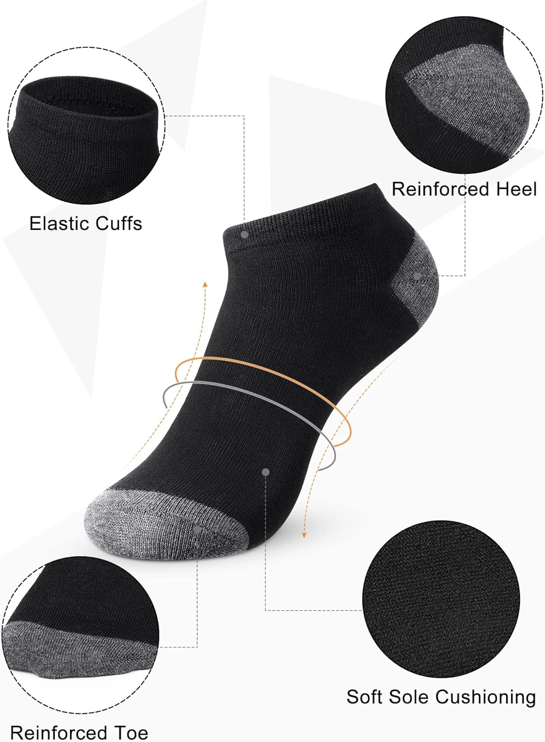 150 Pairs Men's Cushion Ankle Socks Breathable Casual Comfort Men Low Cut Sock for Sports Outdoor Running โ image 4