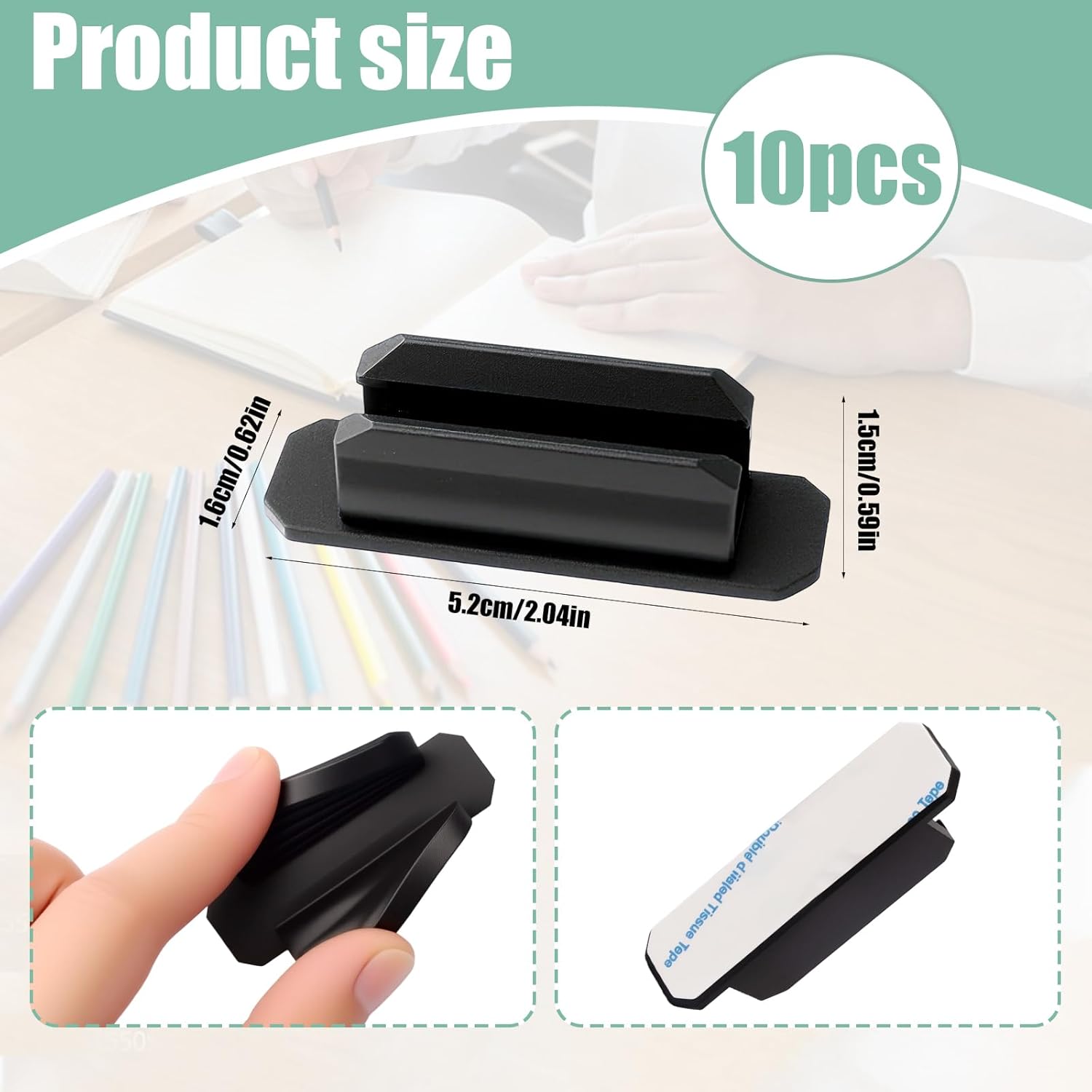 10-Pack Adhesive Pencil Holder for Desk - Multicolor Silicone Pen Holder - Flexible Pencil Holders for Desk, Walls Clipboards, Classroom Office Accessories