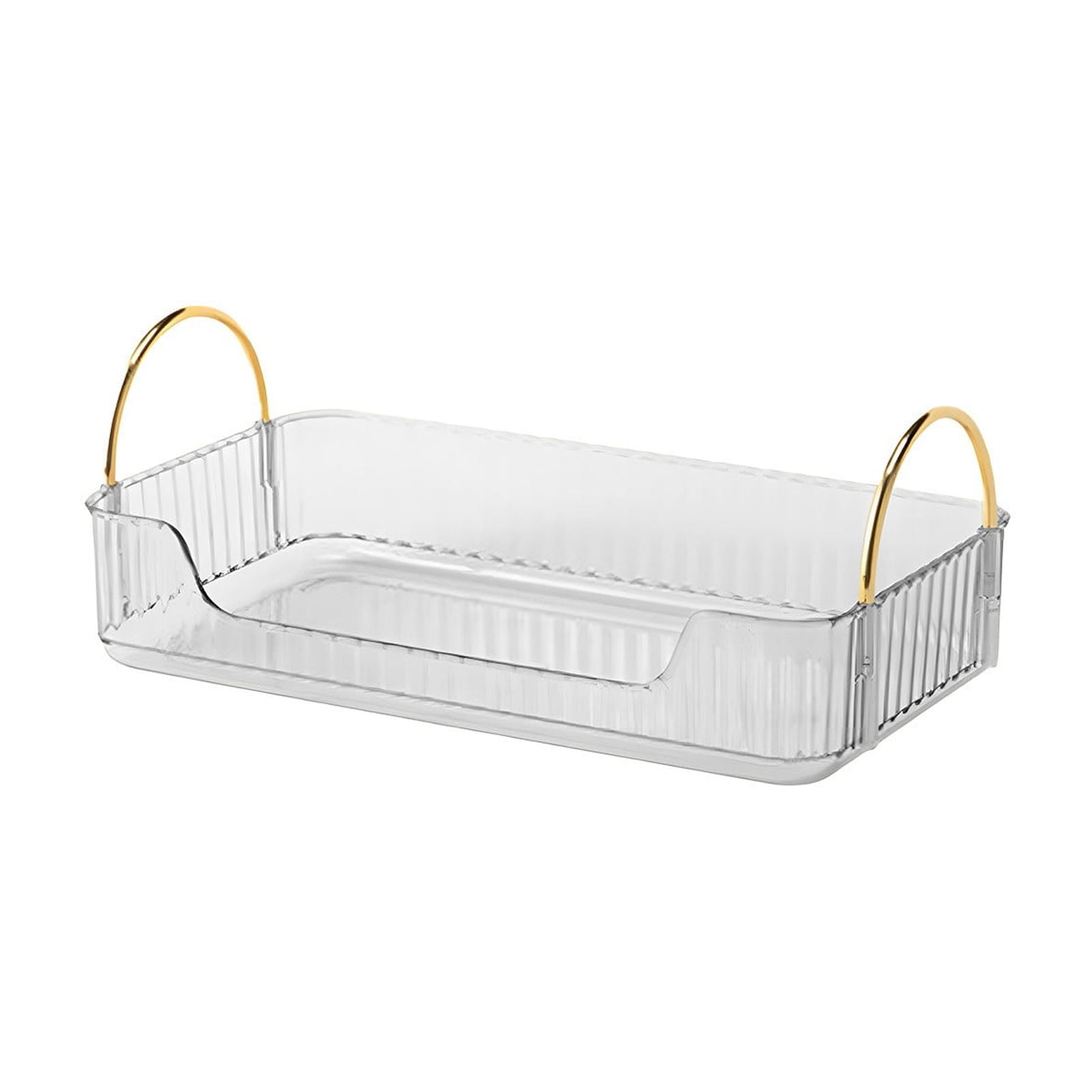 Bathroom Organizer Countertop, Vanity Tray for Skincare Makeup, Counter Organizer, Transparent Ribbon Handle Storage Rack, for Cosmetics, Toiletries, Lotions — image 2