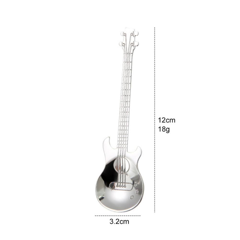 4 Pcs Guitar Coffee Spoons Stainless Steel Guitar Instrument Shaped Coffee Spoons Kitchen Utensil for Mixing Milkshake Tea Dessert Drink โ image 2